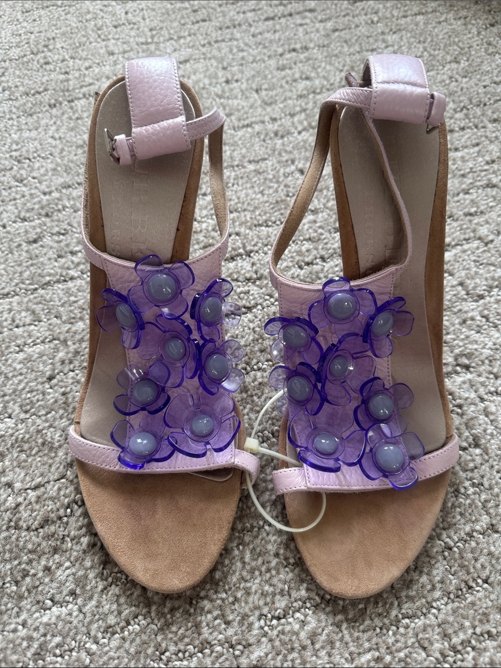 Burberry Lilac Pink Floral Applique Sandals